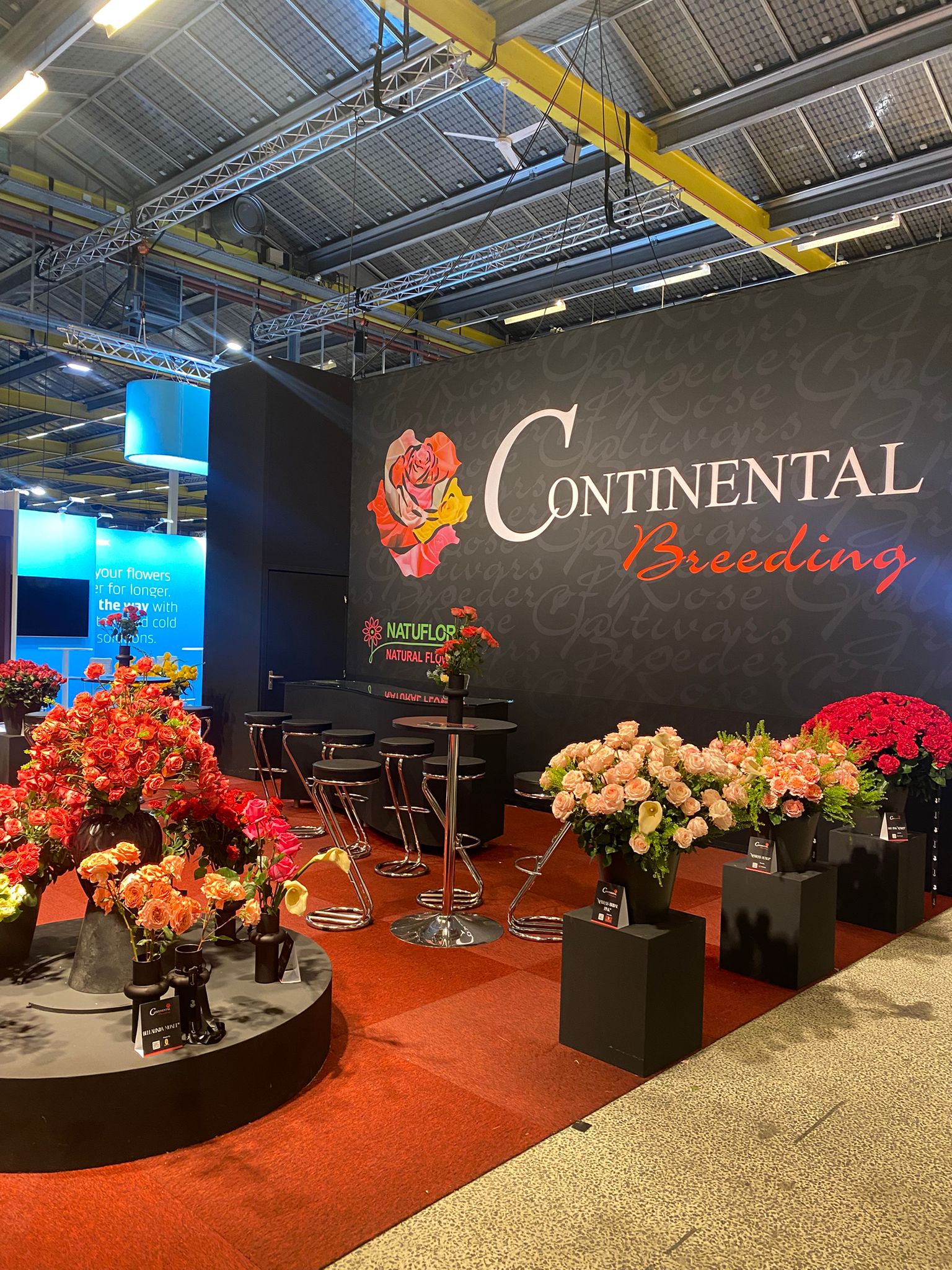 Ontvangst- en zitgedeelte in een bloemenstand